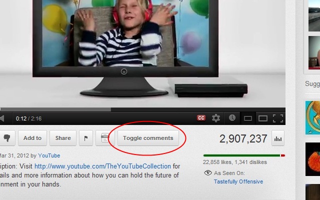 Toggle YouTube Comments chrome extension