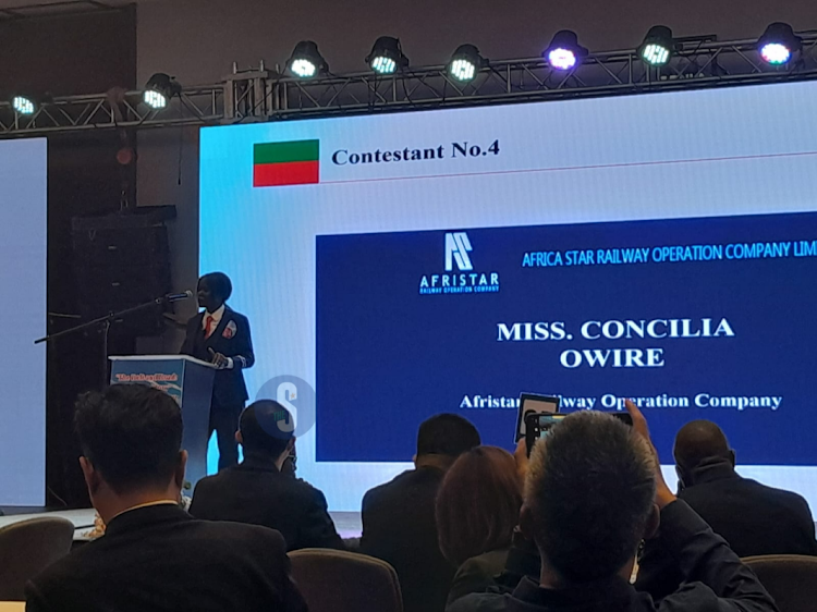 First Prize winner Concilia Owire during the Belt and Road: My China Story Speech Competition Final which was held at the Radisson Blu hotel in Nairobi, October 13, 2023.