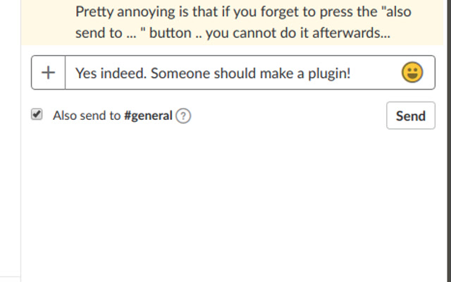 Slack "Also send to #Channel" Default On chrome extension