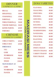 Madrasi Mess menu 1