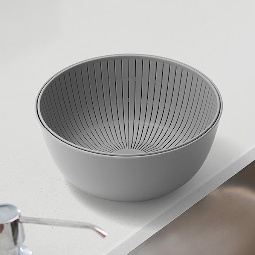 ライクイット 米研ぎにもつかえるザルとボウル Colander\u0026Bowl グレー