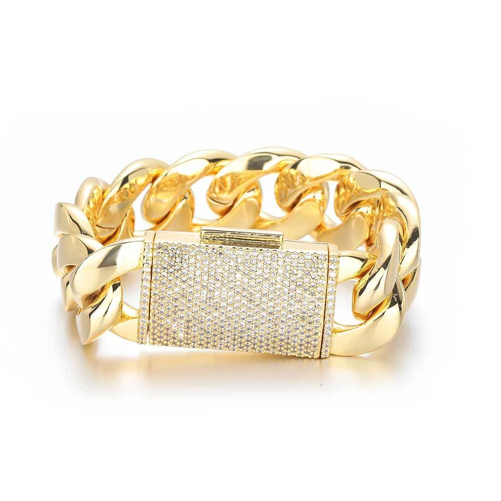 Title 4, Bracelet Cubain Brillant avec Fermoir Flip Zirc...