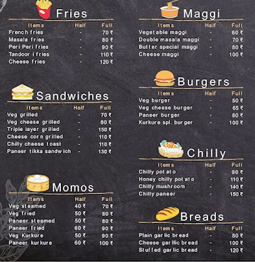 Mr. Shaketails menu 