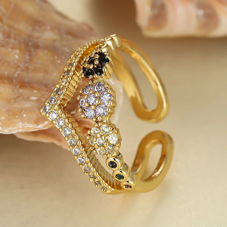 Anello con diamanti bianchi a forma di V a doppio strato, un simbolo di eleganza e raffinatezza per celebrare momenti speciali con stile.