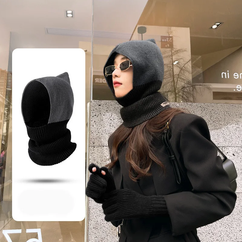 Kadın moda renk bloklu sıcak yün şapka, kış için ideal, başınızı ve kulaklarınızı sıcak tutar, şık ve rahat kullanım sunar.