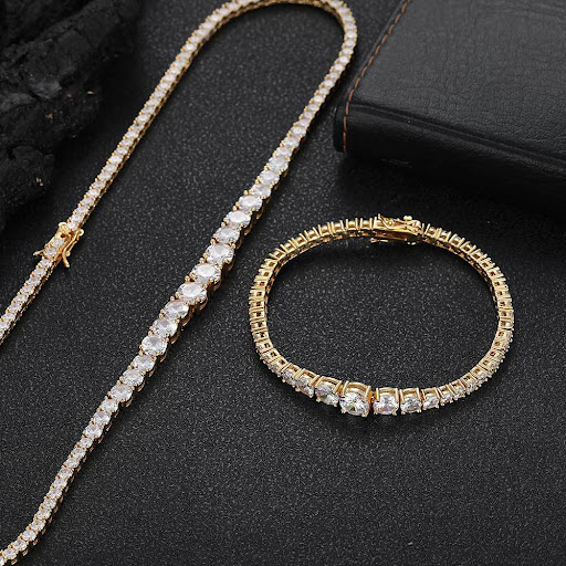 Title 1, Gradient Size Zircon Tennis Chain Necklace and ...
