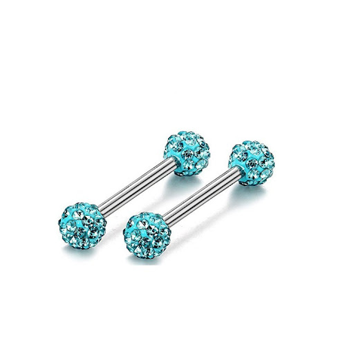 Title 6, Stainless Steel Studded Tongue Nail Breast Impl...