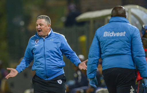 Bidvest Wits head coach Gavin Hunt reacts during the Absa Premiership match against Mamelodi Sundowns at Bidvest Stadium on May 01, 2017 in Johannesburg, South Africa.