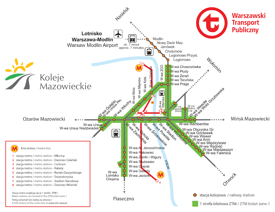 Jak dojechać do lotniska w Modlinie, Modlin, lotnisko, pociąg