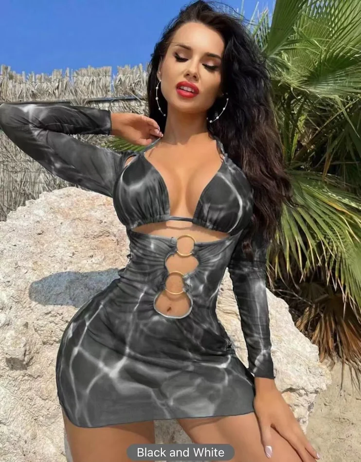 Ženski Štampani Bikini Set Hollow Out Moderan Kupaći Kostim Idealan za Plazu i Odmor Udoban i Elegantan Savršen za Leto.