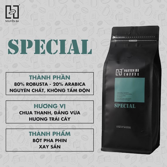 Cà Phê Nguyên Chất Pha Phin Blend Robusta Arabica Special Nguyễn Bá Coffee - Cafe Nguyên Chất Gu Đậm Chua Nhẹ Hậu Ngọt