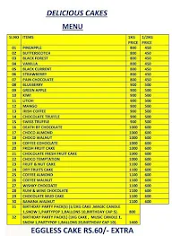 Delicious Cakes menu 3