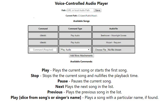 Voice Controlled Media Player chrome extension