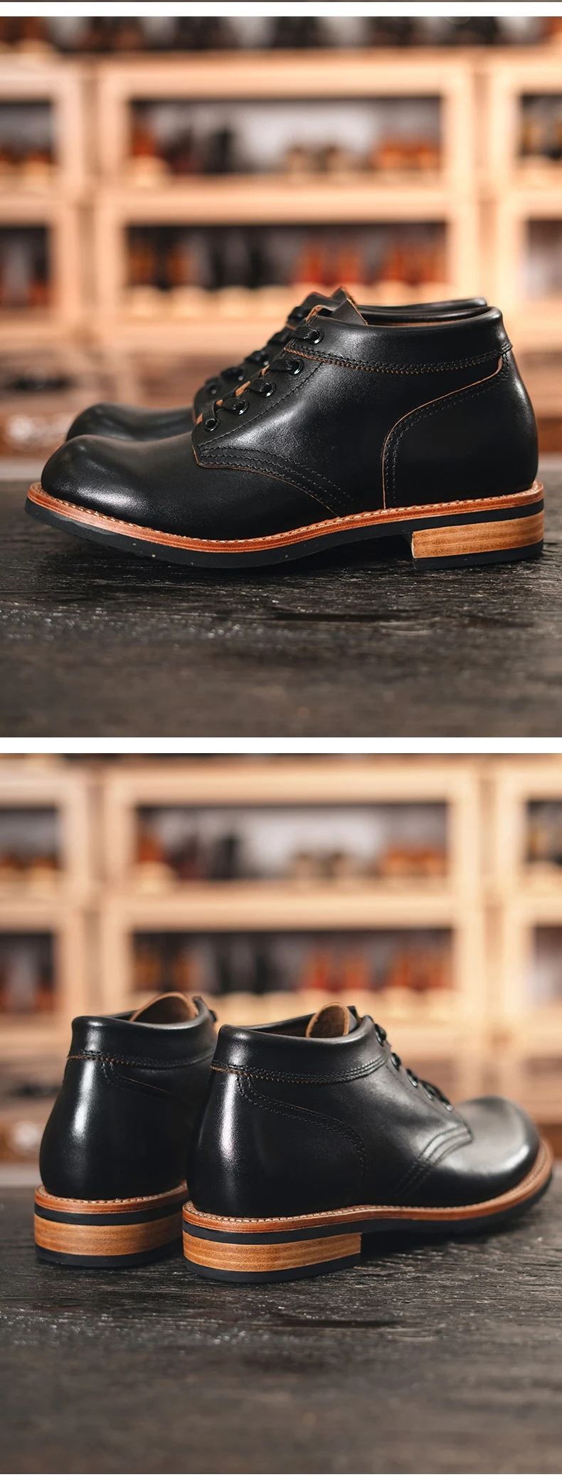 Title 6, Heren leren enkellaarzen lage sneakers ronde ne...