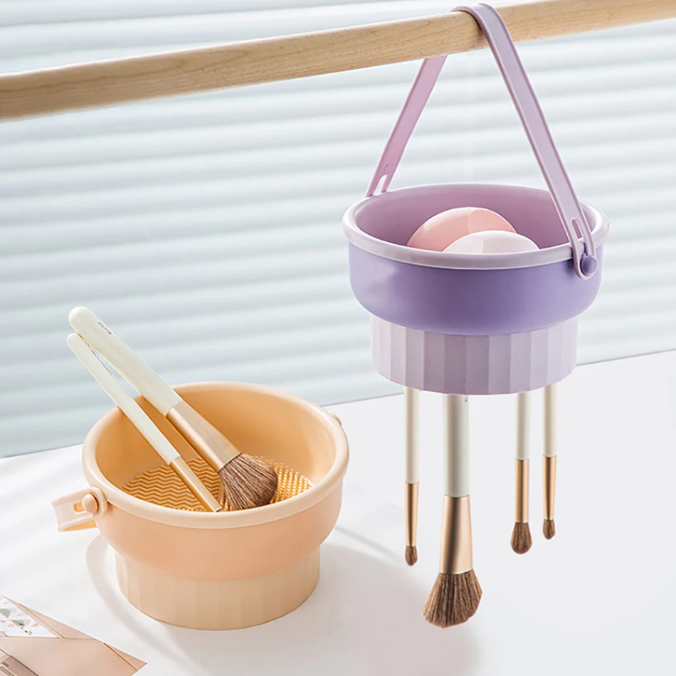 Makeup Brush Cleaning Bowl Beauty Egg Cleaning Tool Storage Set Brush Powder Puff Dry Cleaning Silicone Drying Shelf