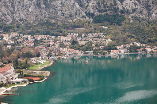 The pretty landscape of Kotor seen from atop a mountain trail. 