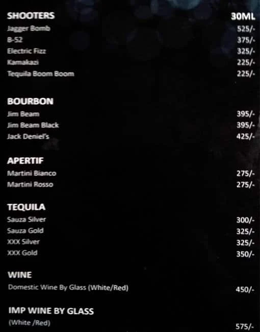 The Village Deck menu 