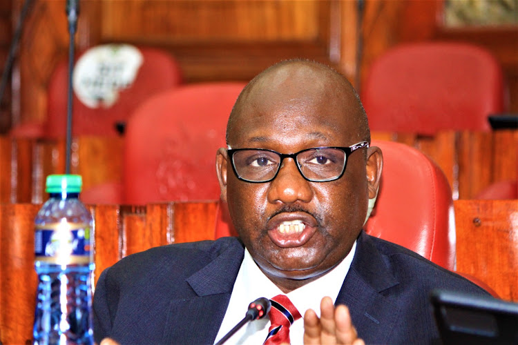 Narok Governor Samuel Tunai answers audit questions when he appeared before County Public Accounts and Investment Committee in Parliament on March 21, 2022