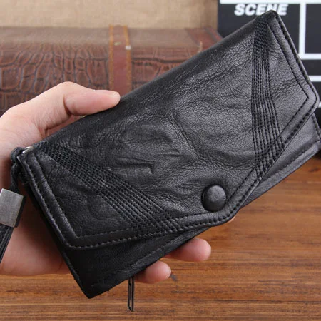 Portefeuille plissé pour homme en cuir de chèvre, élégant et pratique pour ranger vos cartes et votre argent en toute sécurité.