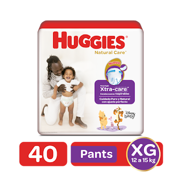 Pañales Pants Huggies Natural Care XG Etapa 4 x 40 und  