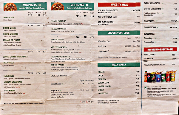 Delight Pizza menu 