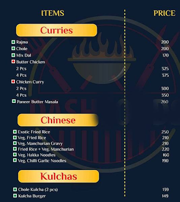 Dash Foods menu 