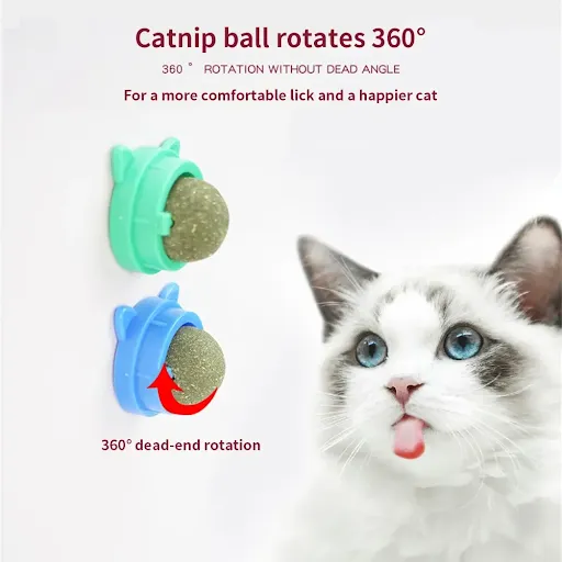 Rotating Cat Mint Ball New Cat's ears (Steamed cat-ear shaped bread) Pet Molar Toy Interactive Lickle Pet Products