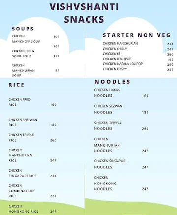 Hotel Vishvshanti Snacks and Fast Food menu 