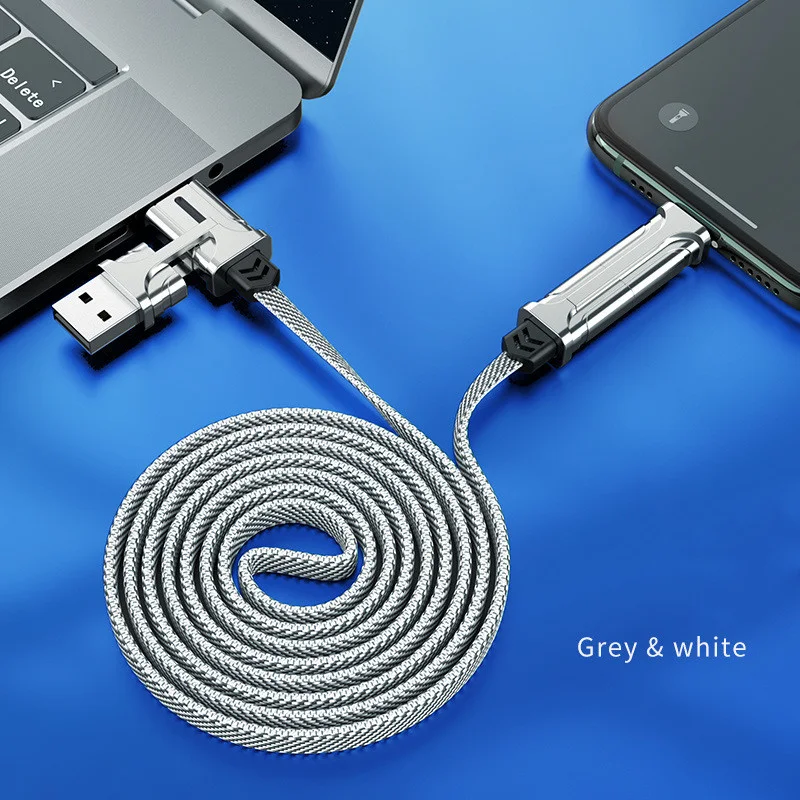 Câble de données quatre-en-un Tissage multifonctionnel Charge rapide Câble de charge pour plusieurs appareils, une solution pratique et durable.