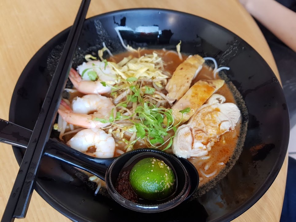 The “Sarawak Laksa Special” at Lau Ya Keng Foodcourt for 10 MYR. This comes with succulent pieces of chicken and large tasty prawns in a delicious curry broth.