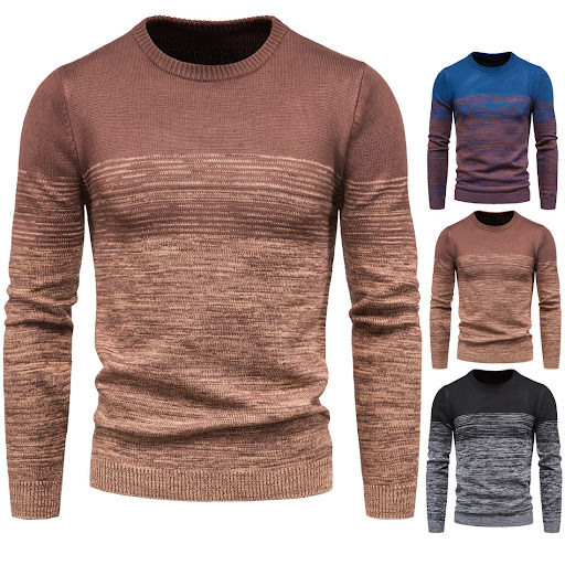 Title 5, Round Neck Variegated Contrast Base Sweater. Ex...