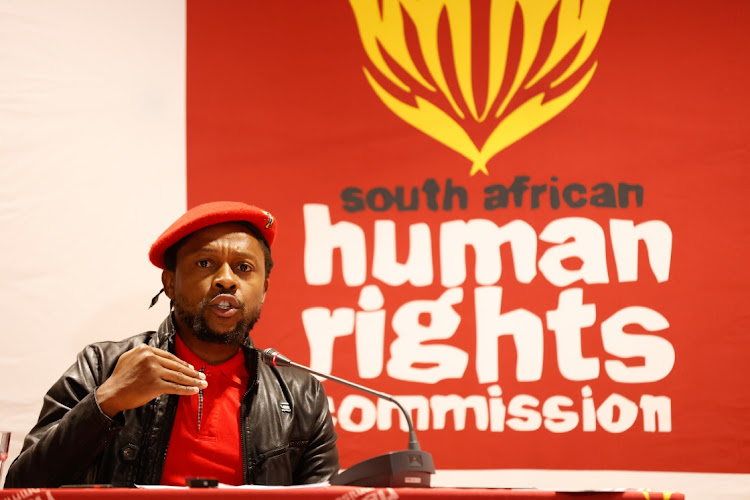 The EFF's Mbuyiseni Ndlozi testifies at the SA Human Rights Commission inquiry into racial discrimination in advertising. Photo Thulani Mbele.