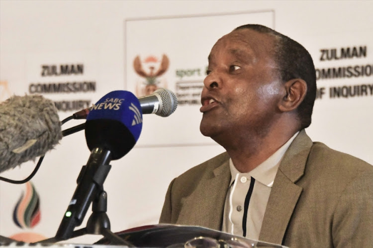 Embattled Sascoc president Gideon Sam testifies during the Ministerial Committee of Inquiry on the governing body's governance affairs at Ellis Park Stadium Auditorium on March 14, 2018 in Johannesburg, South Africa.