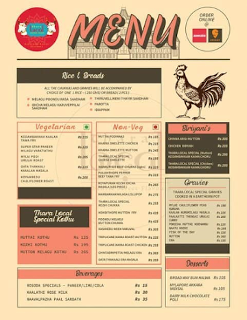 Thara Local menu 