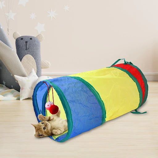Cat Tunnel Toy with Ball Collapsible Kitten Tunnel Tube Toys Kitten Interactive Playing Training Toy for Cats Pet Suppli