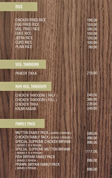 Favourite Restaurant menu 