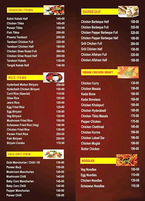 Food Land menu 