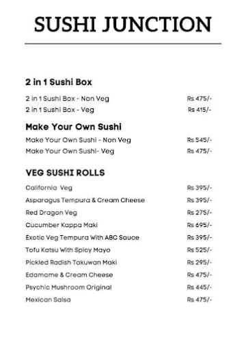 Sushi Junction menu 