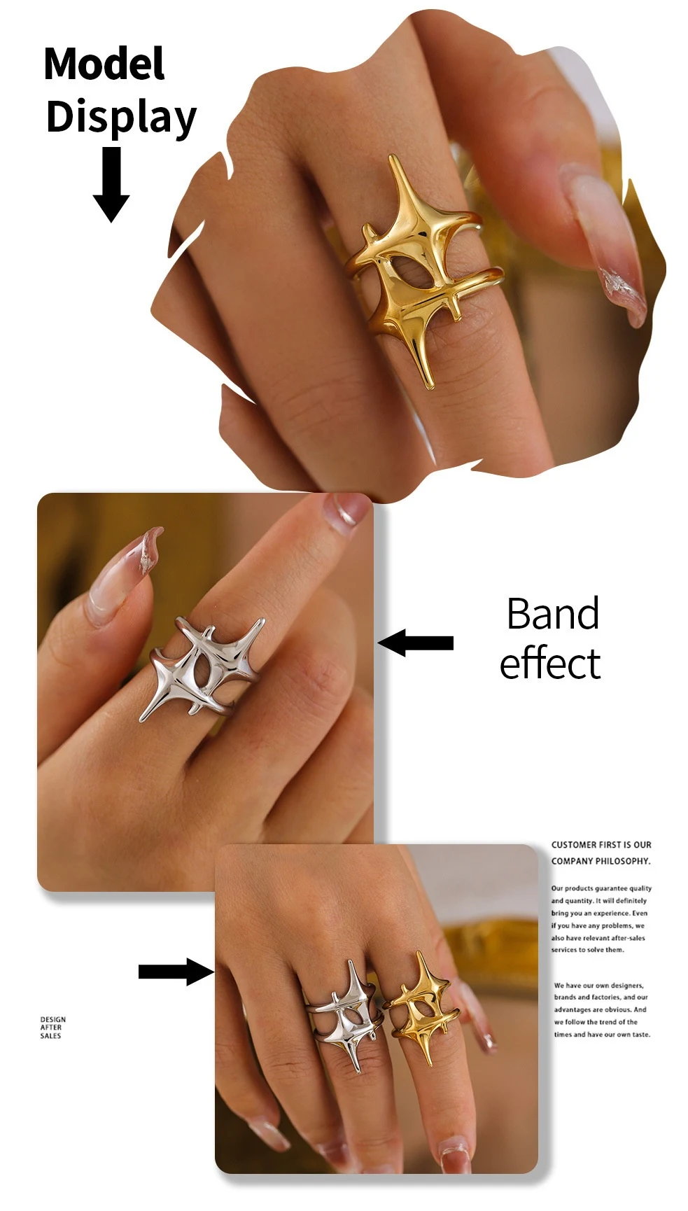 Title 4, Bague en acier titane style froid avec croix et...
