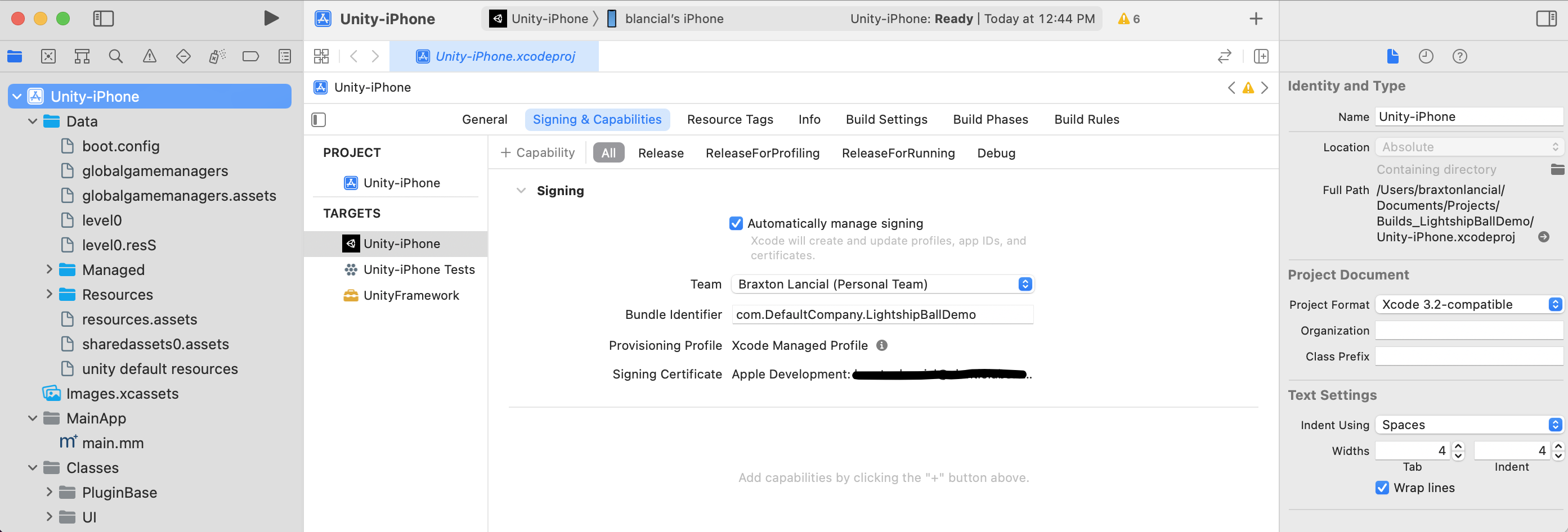 Unity - Manual: iOS build settings