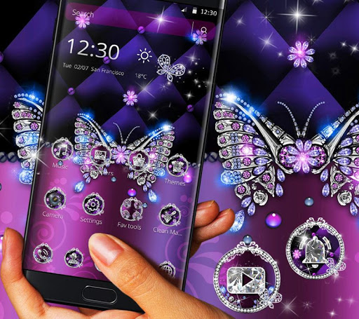 Purple Luxury Diamond Butterfly Theme ?
