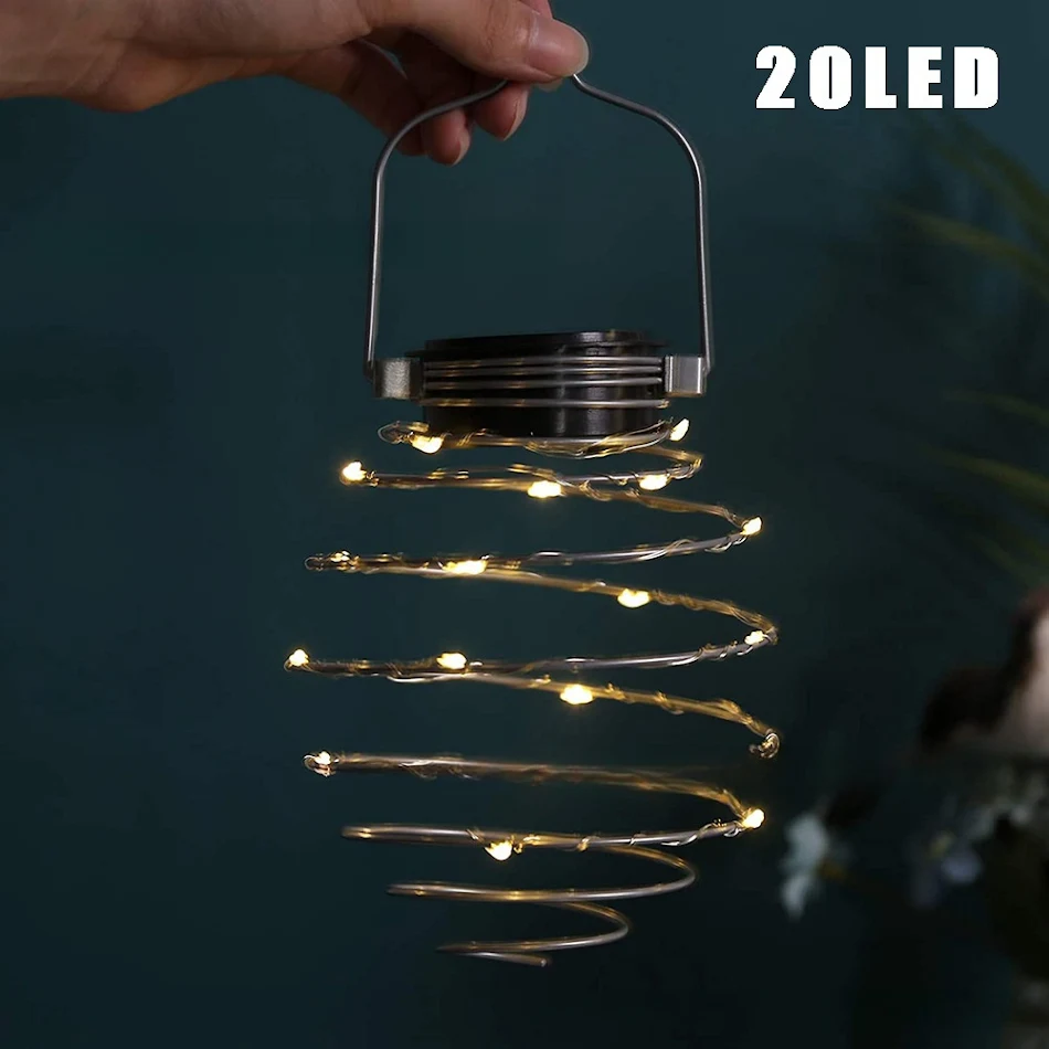 Lampe solaire spirale en fer, décoration ananas pour jardin, cour extérieure, LED. Illuminez vos soirées avec une lumière décorative.