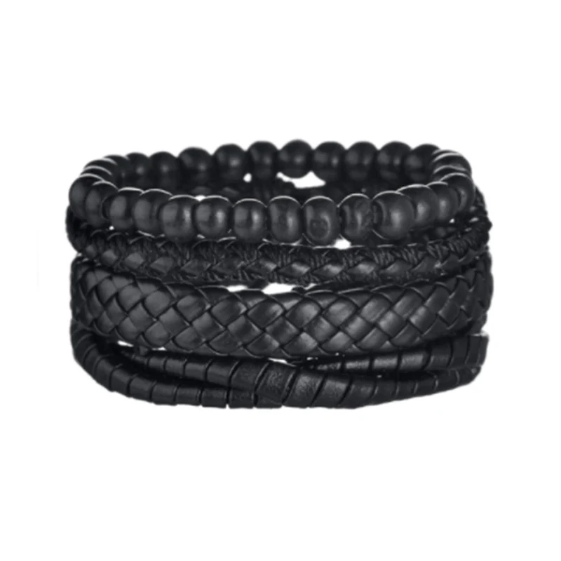 Title 9, Retro gevlochten kralen lederen armband voor he...