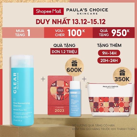 [Mã Coslux12A Giảm 150K] Sữa Rửa Mặt Ngăn Ngừa Mụn Paula’s Choice Clear Pore Normalizing Cleanser 177 Ml 6002