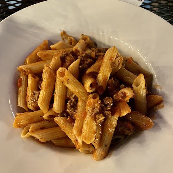 Gluten free noodles with meat sauce