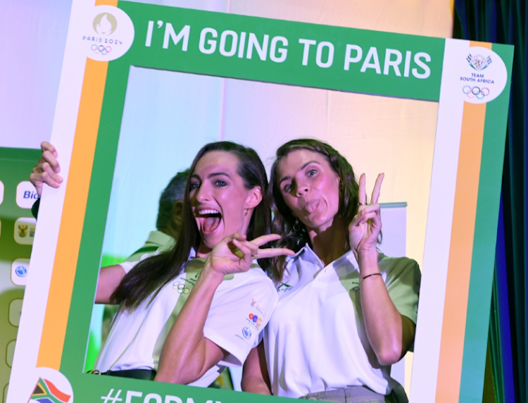Tatjana Smith and Kaylene Corbett during the announcement for the first batch of South African athletes to join Team SA for 2024 Paris Olympics at Olympic House in Melrose, Johannesburg on Wednesday.