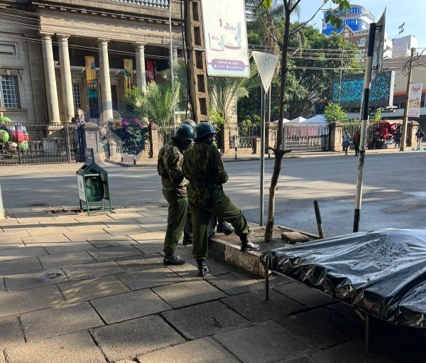 Police officers outside Jamia Mosque on March 27, 2023