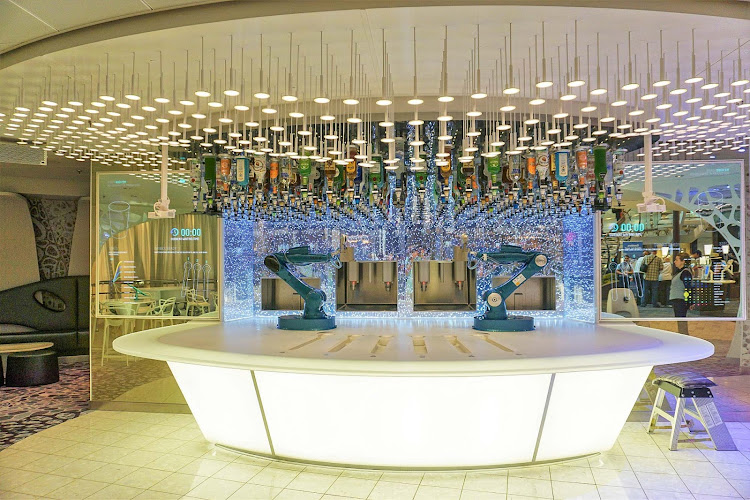 The “bartenders” at the Bionic Bar, which uses robots to make your drinks on Symphony of the Seas. 