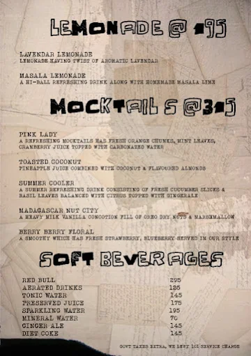 Imperfecto Ruin Pub menu 