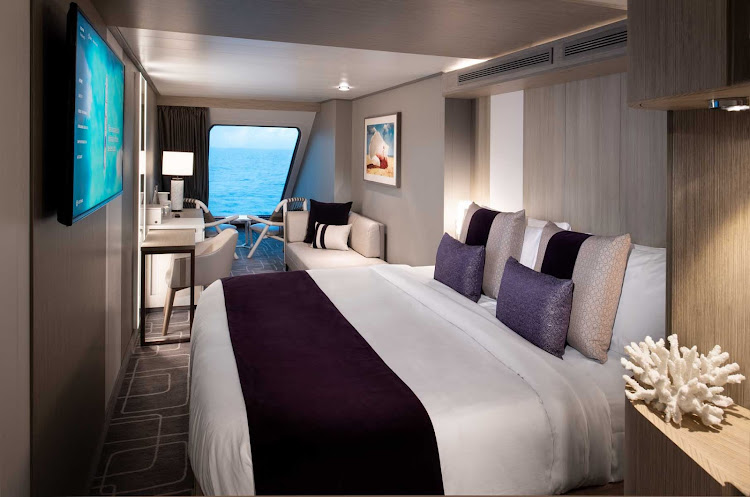 A Deluxe Oceanview stateroom on Celebrity Edge class ships. 